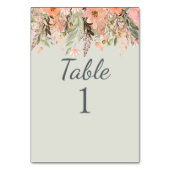 Numéro De Table Pêche à l'aquarelle automnale et Mariage vert (Dos)