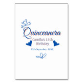 Numéro De Table Pêche bleu quinceanera 15e anniversaire rustique m (Dos)