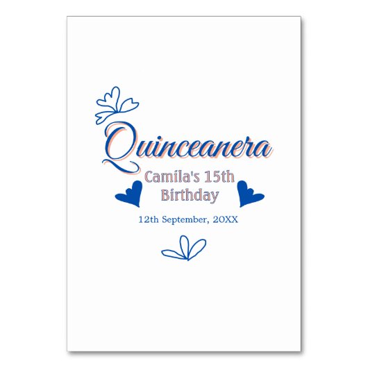 Numéro De Table Pêche bleu quinceanera 15e anniversaire rustique m (Par défaut)