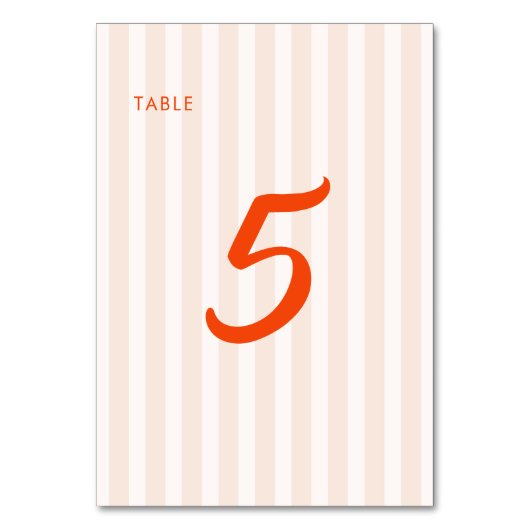 Numéro De Table Pêche et Tangerine Mariage rétro rayé (Par défaut)