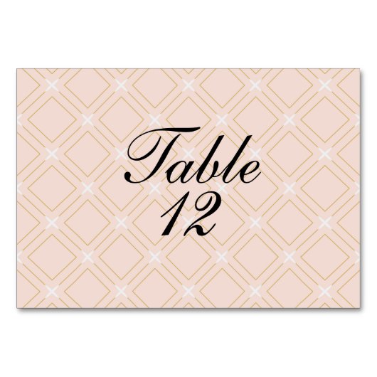 Numéro De Table Pêche pastel et géométrique doré (Devant)