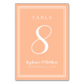 Numéro De Table Pêcher Moderne Simple Réception Mariage Minimalist (Dos)