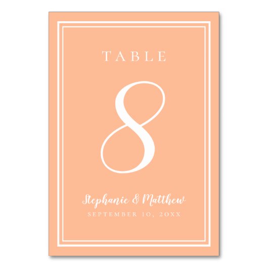 Numéro De Table Pêcher Moderne Simple Réception Mariage Minimalist (Par défaut)