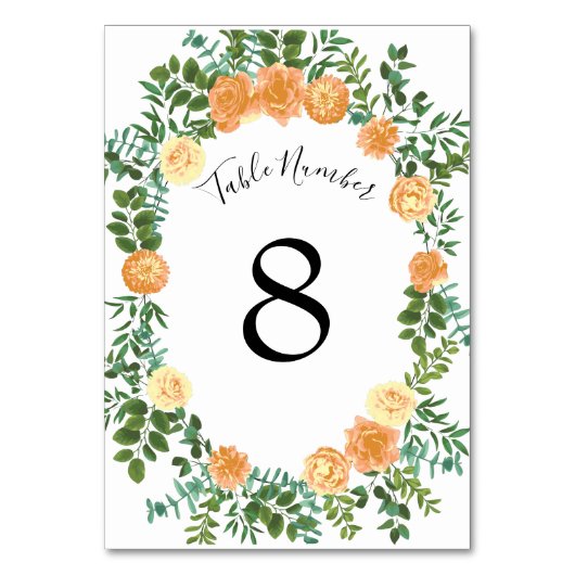 Numéro De Table Pêcher Rose Mariage Floral Printemps (Dos)