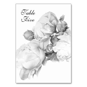 Numéro De Table Peine blanche noire élégante aquarelle florale art