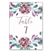 Numéro De Table Peine d'aquarelle violet Mariage été (Dos)