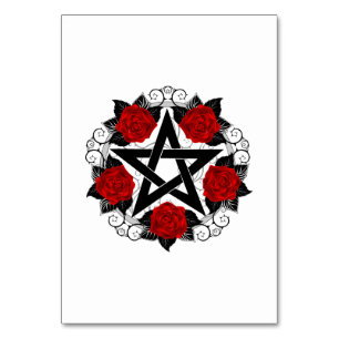 Numéro De Table Pentagramme aux roses rouges