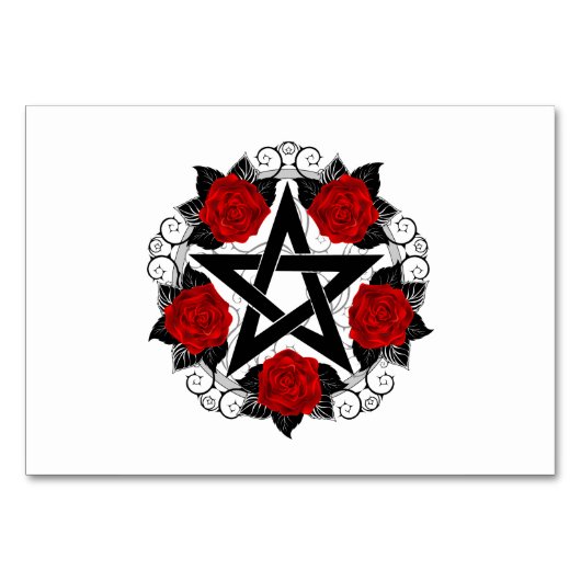 Numéro De Table Pentagramme aux roses rouges (Devant)