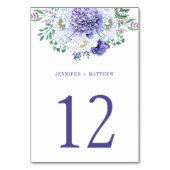 Numéro De Table Peonies blanches violettes vert Numéro de tableau (Dos)