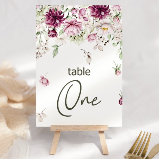 Numéro De Table Peonies Bourgogne rose Mariage Floral Numéro de ta