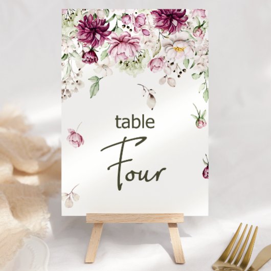 Numéro De Table Peonies Bourgogne rose Mariage Floral Numéro de ta