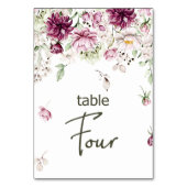 Numéro De Table Peonies Bourgogne rose Mariage Floral Numéro de ta (Dos)