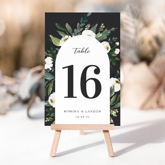 Numéro De Table Peony blanc | Mariage floral aquarelle