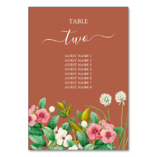 Numéro De Table Périwinkle Burnt Orange Terracotta Mariage