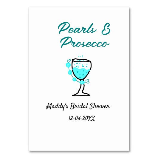 Numéro De Table Perles et prosecco douche de mariée bleu noir nom (Par défaut)