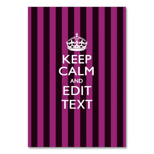 Numéro De Table Personalisé KEEP CALM Votre Texte Fuchsia Rayures (Par défaut)