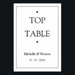 Numéro De Table Personalized Black & White TOP<br><div class="desc">Personalized Minimalist Black & White TOP Table Card</div>
