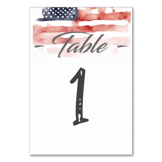 Numéro De Table Personnalisable Patriotique, Aquarelle (Par défaut)