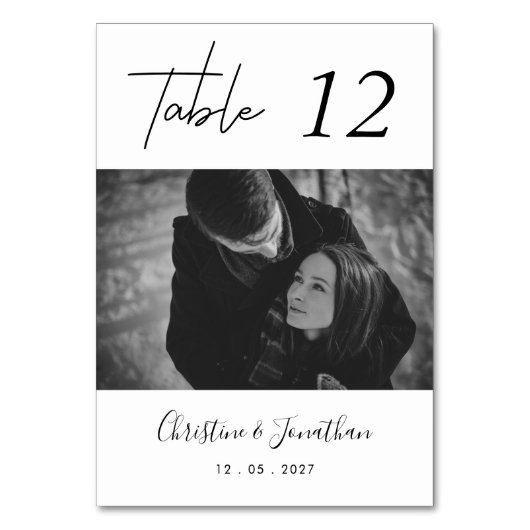 Numéro De Table Personnalisé Élégant Mariage photo moderne Numéro (Dos)