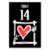 Numéro de table personnalisé mariage amour cœur no (Dos)