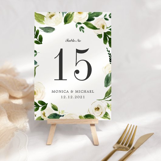 Numéro de table personnalisé Mariage Fleur blanche