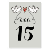 Numéro De Table Personnalisé White Doves Love Heart Mariage Numéro (Dos)