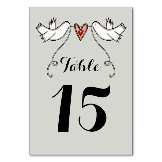 Numéro De Table Personnalisé White Doves Love Heart Mariage Numéro (Par défaut)