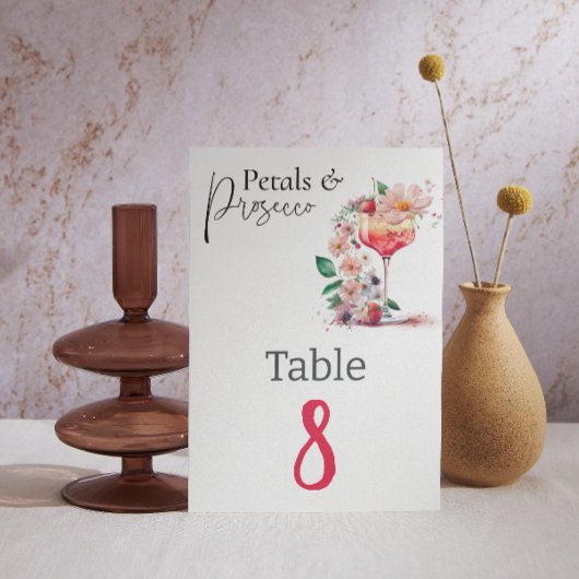 Numéro De Table Pétales et Prosecco Fête des mariées Florale Brunc