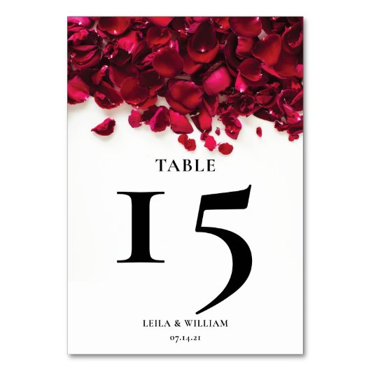 Numéro De Table Pétales rouges rose Mariage (Par défaut)