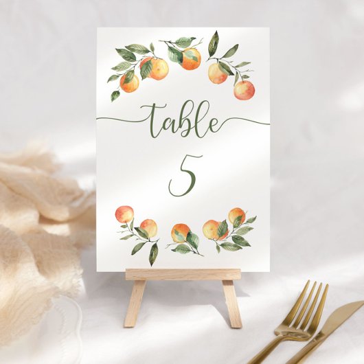 Numéro De Table Petits agrumes oranges mignons