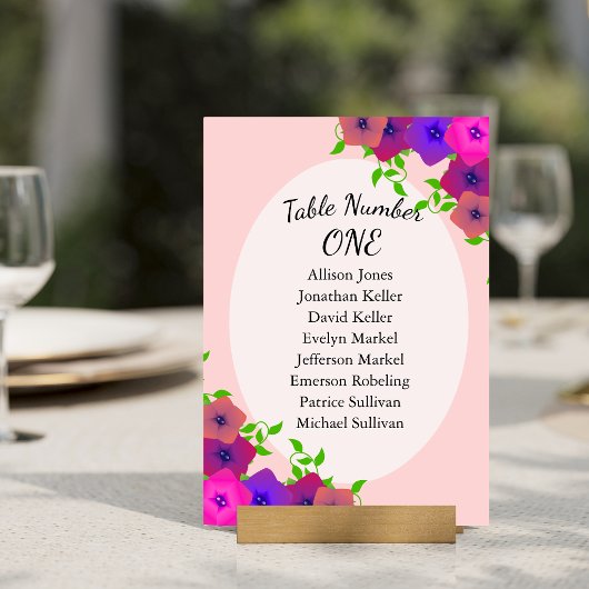 Numéro De Table Pétunia rose romantique doux