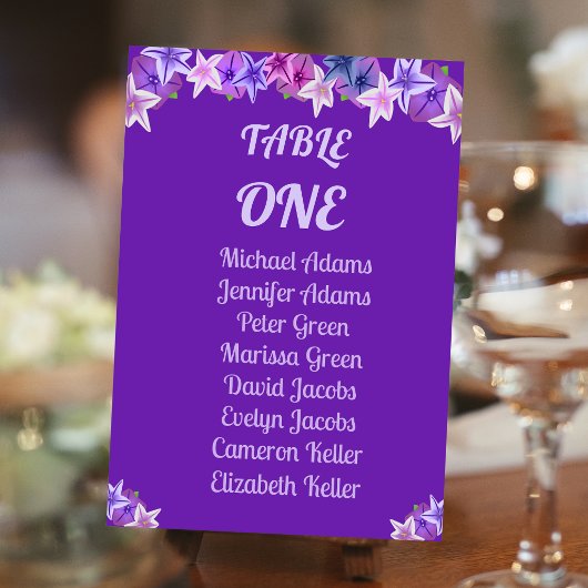 Numéro De Table Pétunia Violet Gras