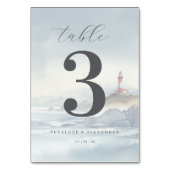 Numéro De Table Phare à l'aquarelle bleu paisible (Dos)
