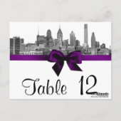 Numéro de table Philadelphie Skyline Etch BW Viole (Dos)