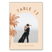 Numéro De Table Photo Arche Texte Boho Mariage Tropical Palm Tree (Par défaut)