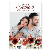 Numéro De Table Photo Automne Mélange Floral Mariage (Dos)