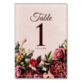 Numéro De Table Photo Blush et Bourgogne (Dos)