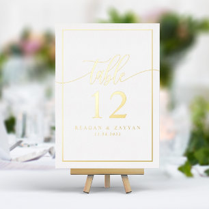 Numéro de table photo calligraphié avec feuille d'