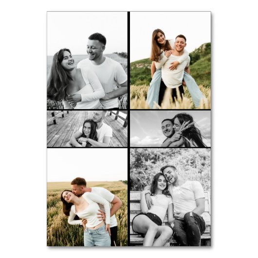 Numéro De Table Photo Collage Mariage de script moderne (Dos)