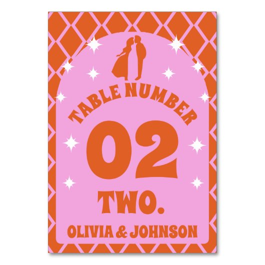 Numéro De Table Photo de Boho Arch Rose Orange Couple (Par défaut)