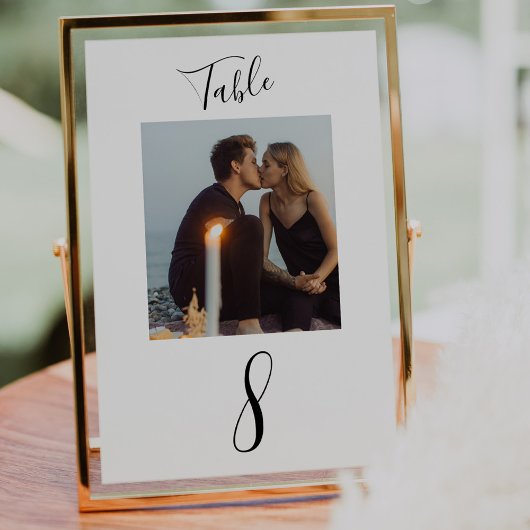 Numéro De Table Photo de mariage avec écriture manuscrite moderne