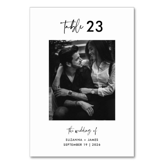 Numéro De Table Photo de script de calligraphie noir blanc minimal (Par défaut)