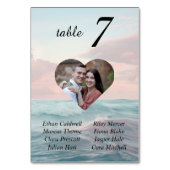 Numéro De Table Photo du coeur du mariage sur la plage (Dos)