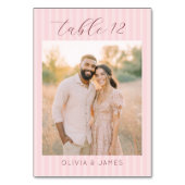 Numéro De Table Photo Élégant Rose Romantique (Dos)