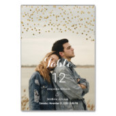 Numéro de table photo en confettis d'or blanc chic (Par défaut)