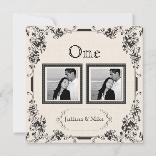 Numéro de table photo ivoire et noir vintage (Devant)