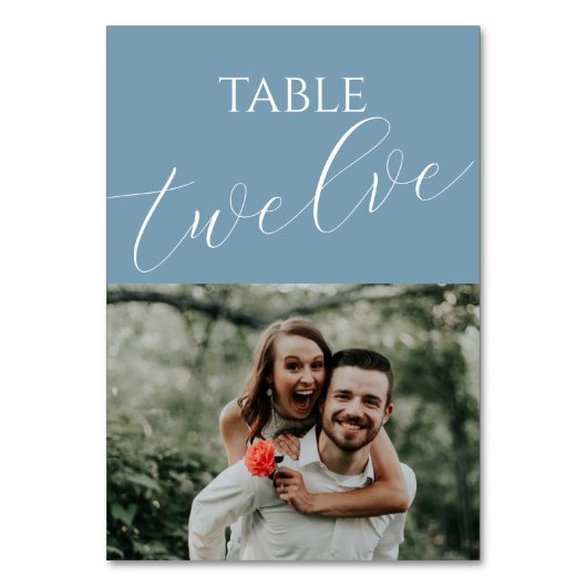 Numéro De Table Photo Mariage bleu Dusty (Par défaut)
