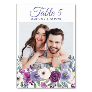 Numéro De Table Photo mariage floral fuchsia bordeaux