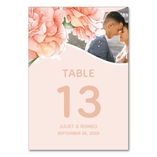 Numéro De Table Photo Mariage floral moderne (Par défaut)