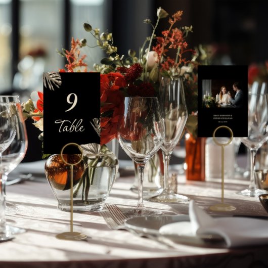 Numéro De Table Photo Mariage simple Black and Gold Elegant